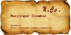 Maczinger Csombor névjegykártya